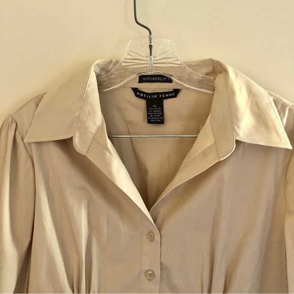 Vintage Y2K Antilia Femme Khaki Button Down Blouse - Picture 7 of 11